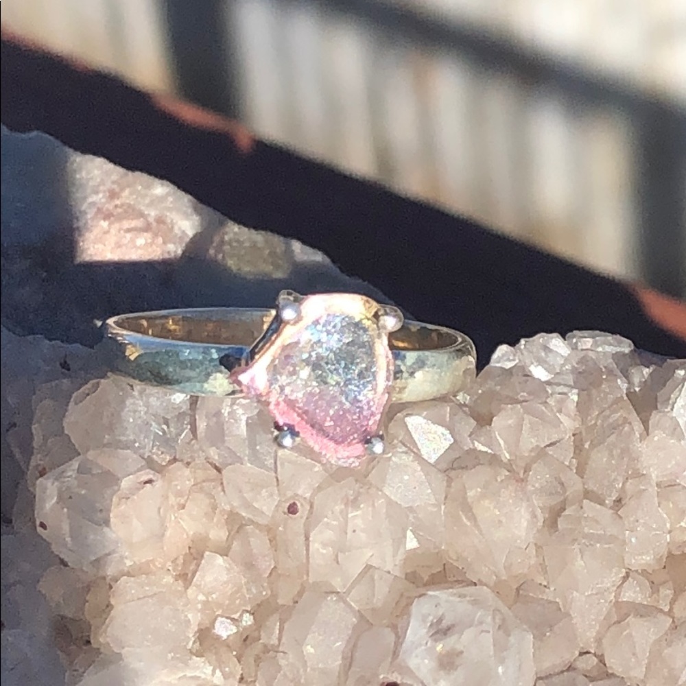BOUTIQUE WATERMELON TOURMALINE 925 SILVER RING 7.5